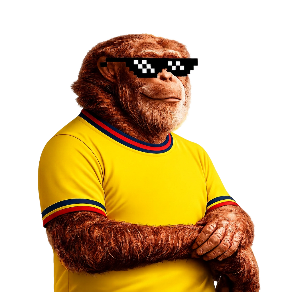 Mascota Mono con camiseta de la Selección Colombia